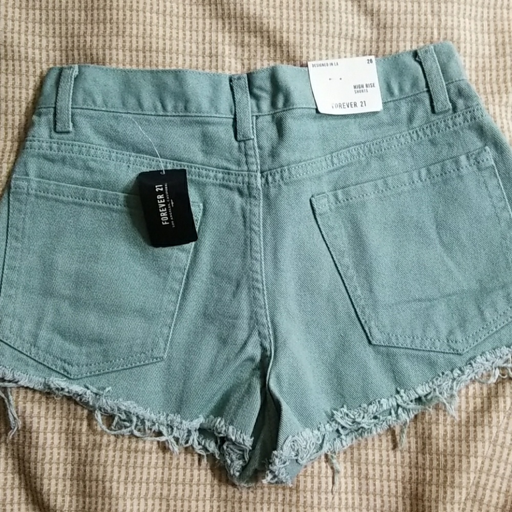 Light Green Forever 21 High Rise Shorts - Picture 2 of 2